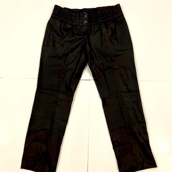 Maeva Black Women’s Elastic Waist Crop Coated Pants - Picture 1 of 4